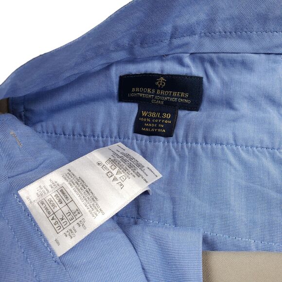 Brooks Brothers Lightweight Advantage Chino Clark Pants Mens 38x30 Beige - Picture 3 of 8